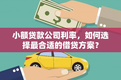 鄂城小额贷款公司利率，如何选择最合适的借贷方案？